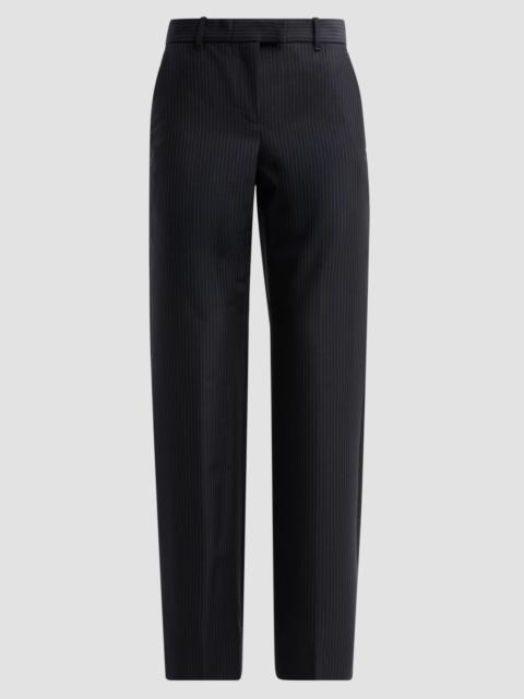 Alexander McQueen Women's Pinstripe Wool-Mohair Trousers - Navy Mel