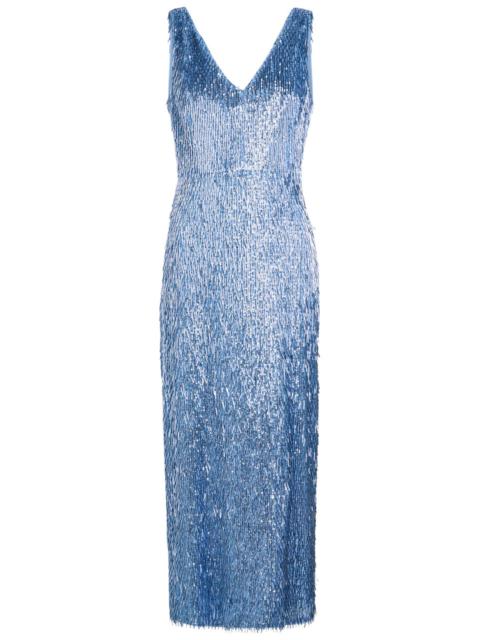 Erdem Erdem Embellished V-neck Mesh Midi Cocktail Dress