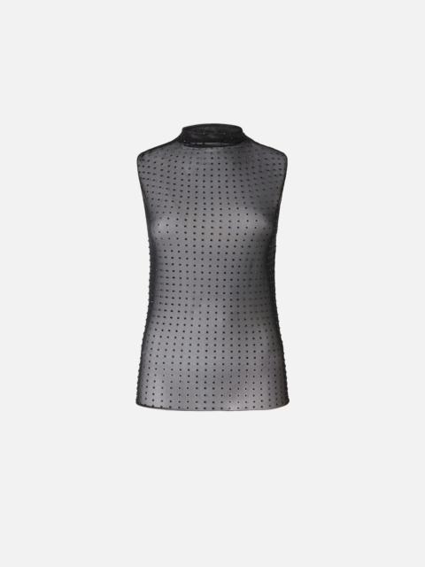 PINKO SLEEVELESS TULLE TOP WITH RHINESTONES