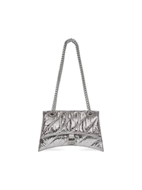 crush small chain bag metallized quilted