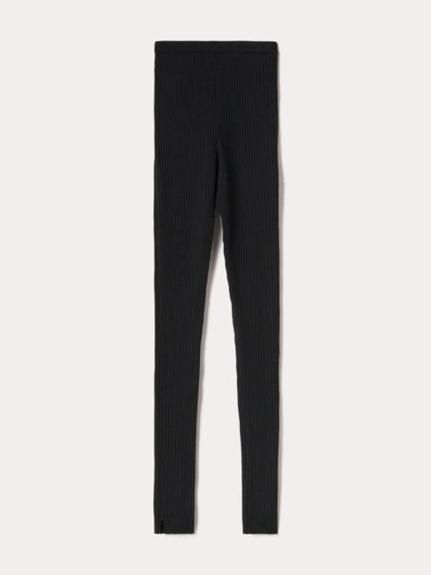 Rib knit wool leggings black