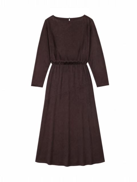 The Kooples LONG SATIN DRESS WITH A BROWN-GOLD CHAIN