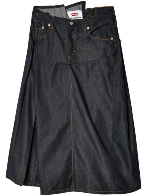 Junya Watanabe asymmetric denim midi skirt