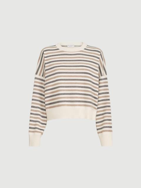 Brunello Cucinelli Virgin wool, cashmere and silk sparkling stripes sweater