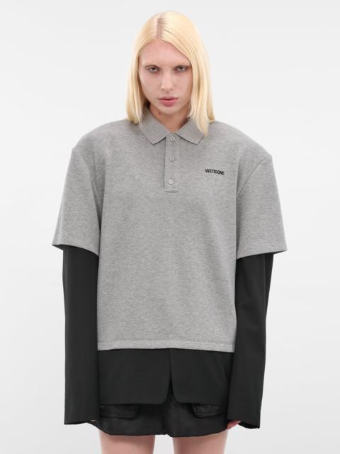 We11done Gray Layered Polo Blazer Top