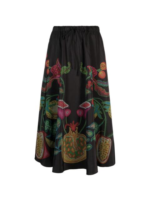La DoubleJ Drawstring floral print A-line skirt
