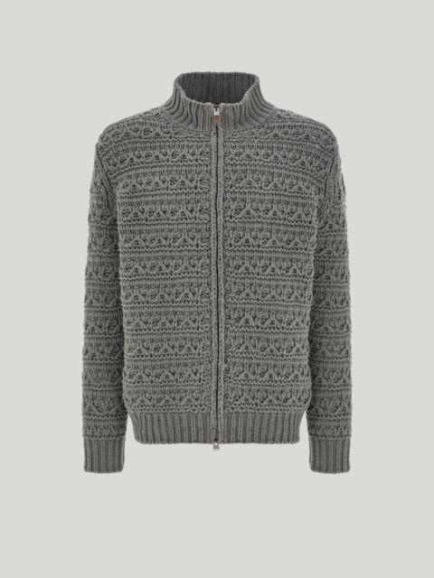 Canali SAGE GREEN ALPACA MACRO-STRUCTURE REGULAR-FIT CARDIGAN