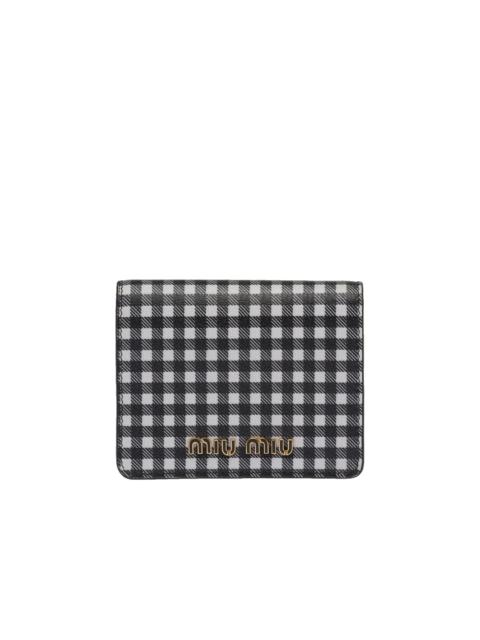 Miu Miu Small printed Madras leather wallet