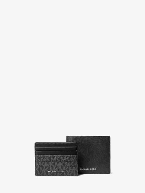 MICHAEL KORS Pebbled Leather Billfold Wallet and Signature Logo Card Case Gift Set