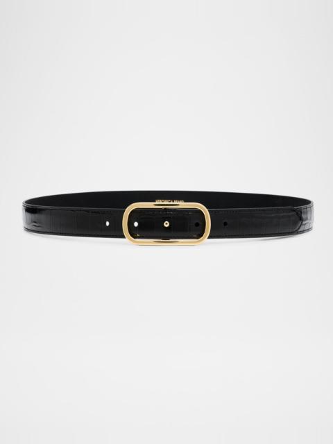 VERONICA BEARD Loop Croc-Embossed Belt