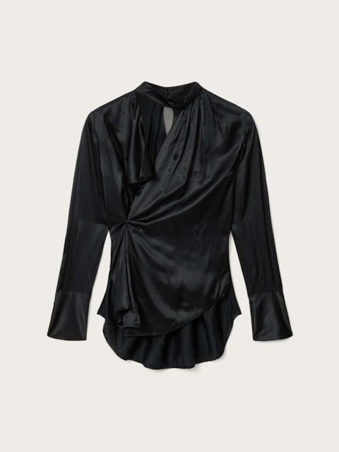 ALLSAINTS ZELLIE SILK BLEND PLEATED TOP