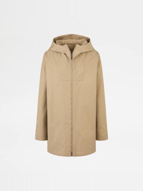 Tod's WINDBREAKER IN TECHNICAL COTTON - BROWN