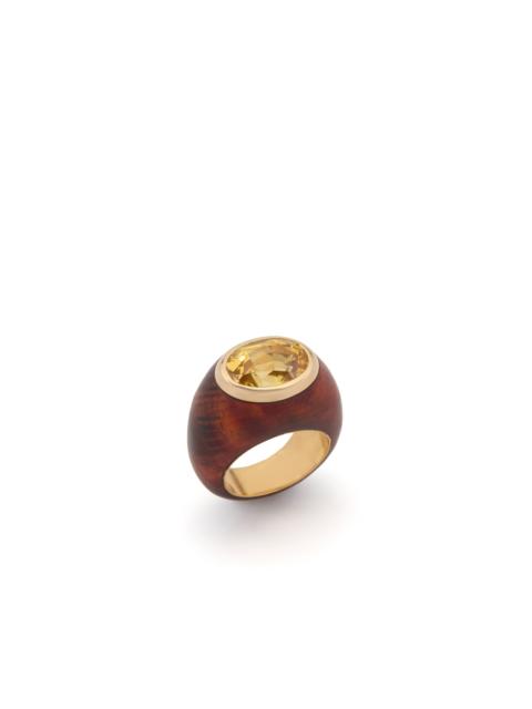 GABRIELA HEARST Yellow Sapphire Ring in 18K Yellow Gold, Rosewood and Yellow Sapphire