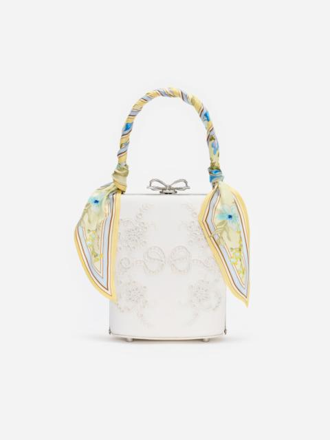 self-portrait Cream Linen Yellow Floral Mini Bow Bag