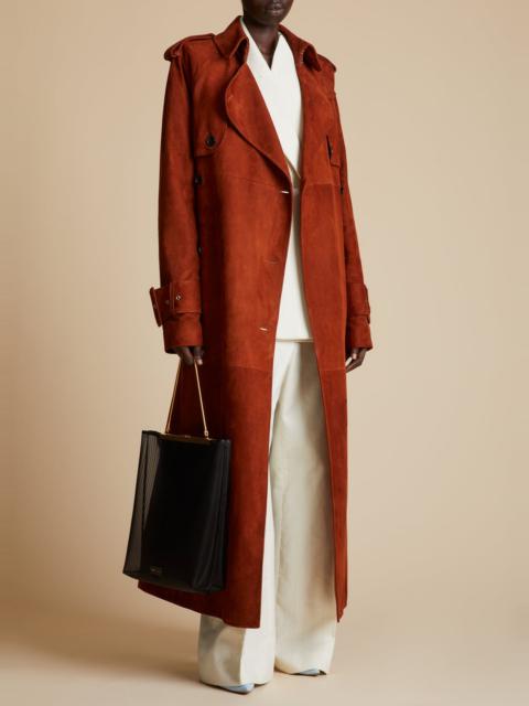 KHAITE The Rennie Trench in Rust Suede
