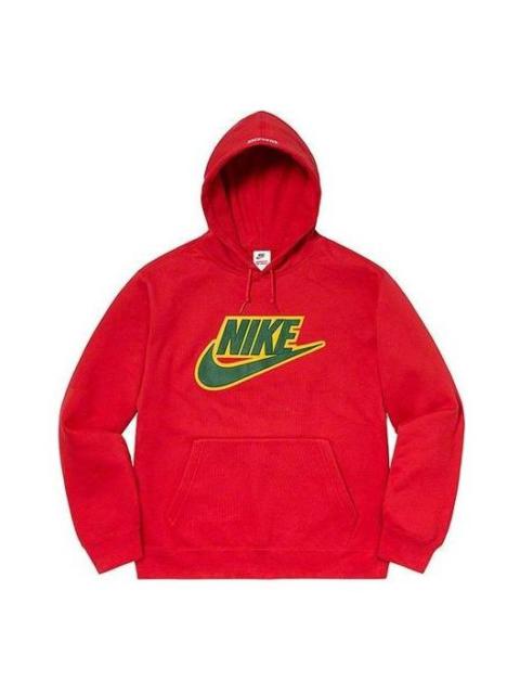 Supreme Supreme FW19 Week 14 X Nike Leather Appliqu Hooded Sweatshirt 'Red' SUP-FW19-10722