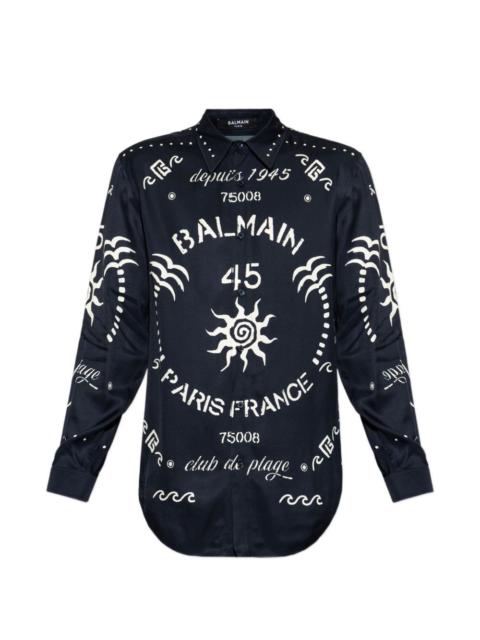 Balmain logo-print long-sleeve shirt