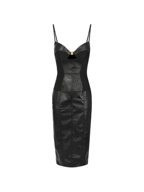 ELISABETTA FRANCHI ostrich-effect cut-out midi dress