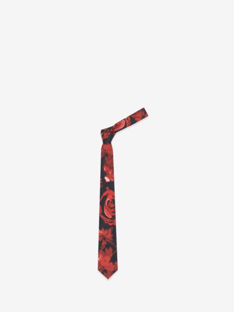 Alexander McQueen Men's Wax Flower Tie in Black/red