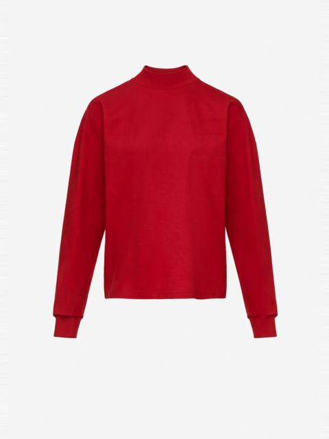MAGDA BUTRYM Cotton long-sleeve top with half turtleneck in red