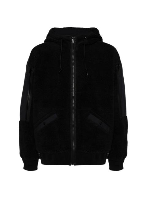 drawstring fleece bomber jacket