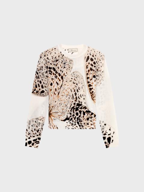 Blumarine BUTTERFLY PRINT DÉVORÉ SWEATER