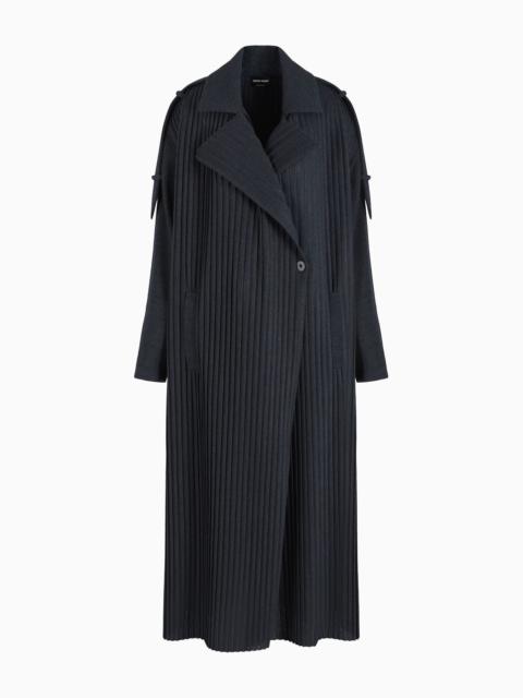 GIORGIO ARMANI Pleated wool jersey long trench coat