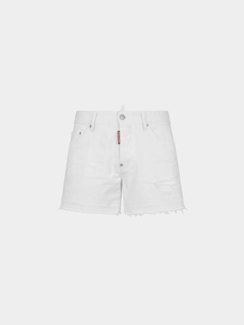 DSQUARED2 WHITE BULL SEXY 70'S SHORTS