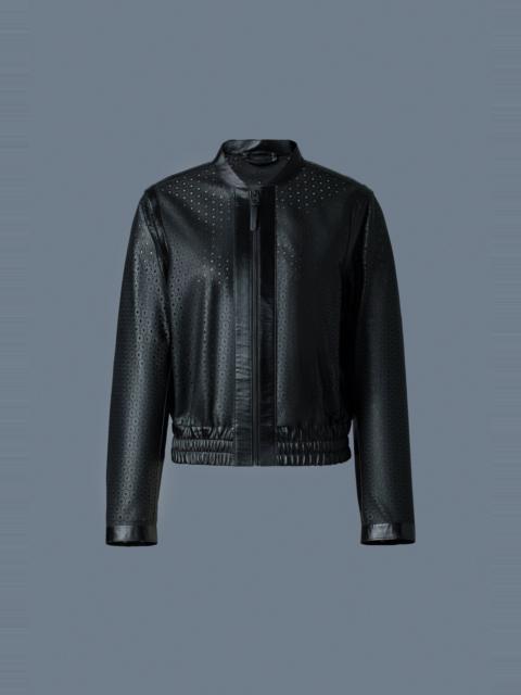 NOELIA Perforated Leather Bomber Jacket