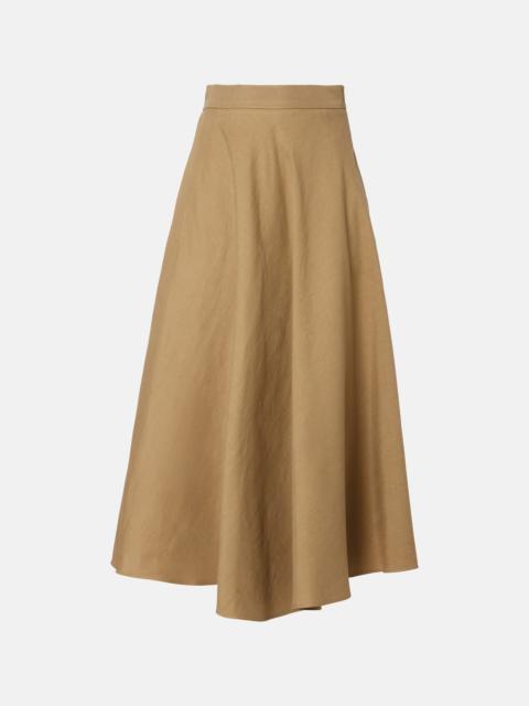 Max Mara Linen and silk twill midi skirt