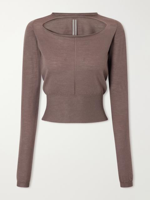 Rick Owens Cropped Cut-out Virgin Wool Sweater
