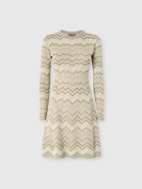 Missoni Zig zag viscose and wool crewneck dress