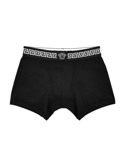 VERSACE Men's Greca Medusa-Head Jersey Boxer Brief - Black