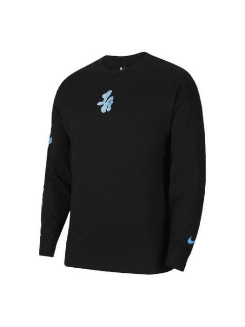 Nike Nike NBA Courtside City Edition Los Angeles Lakers Casual Sports Round Neck Long Sleeves Black CT940