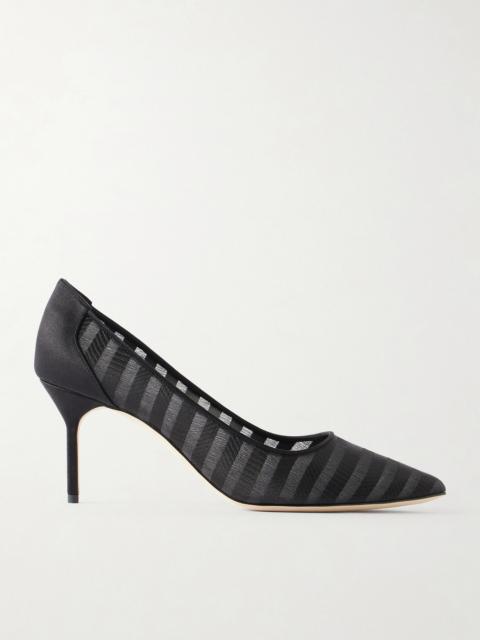 Manolo Blahnik Bb 70 Striped Mesh Pumps