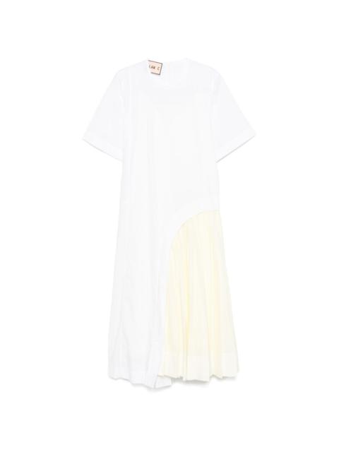 Plan C pleat-insert cotton midi dress