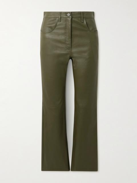 JOSEPH Duke Cropped Leather Flared Pants