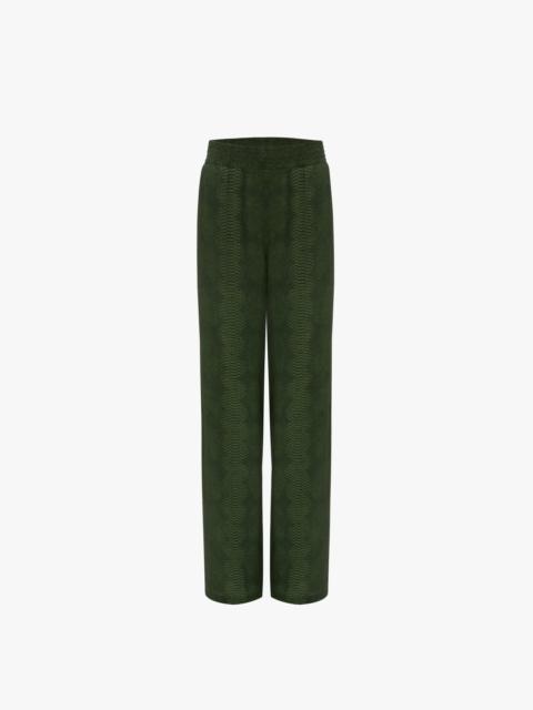 Victoria Beckham Pyjama Trouser in Green Snake