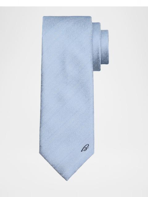 Brioni Men's Embroidered Herringbone Silk Tie