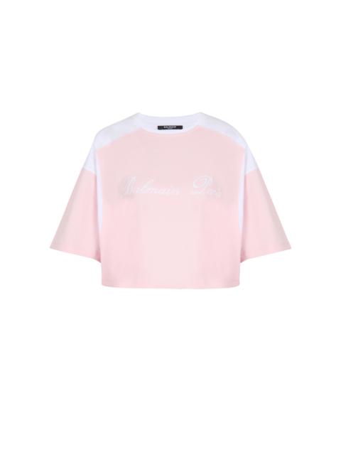 Balmain Two-tone T-shirt with Balmain Signature embroidery