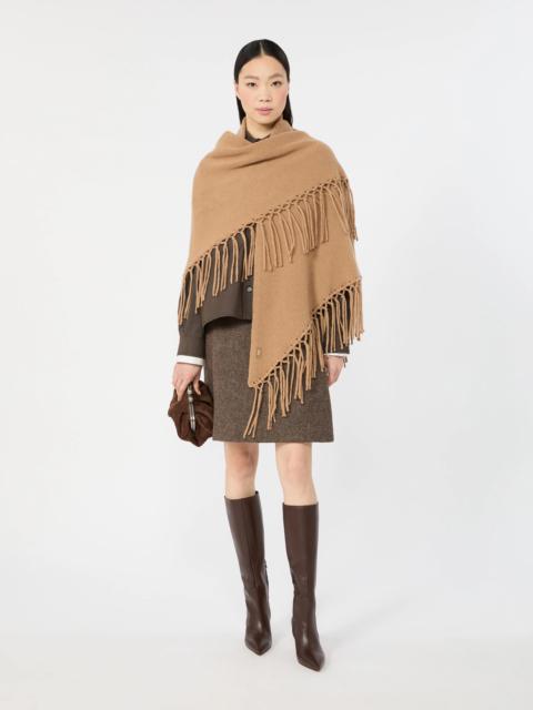 WEEKEND Max Mara TORNADO Fringed wool shawl - CAMEL