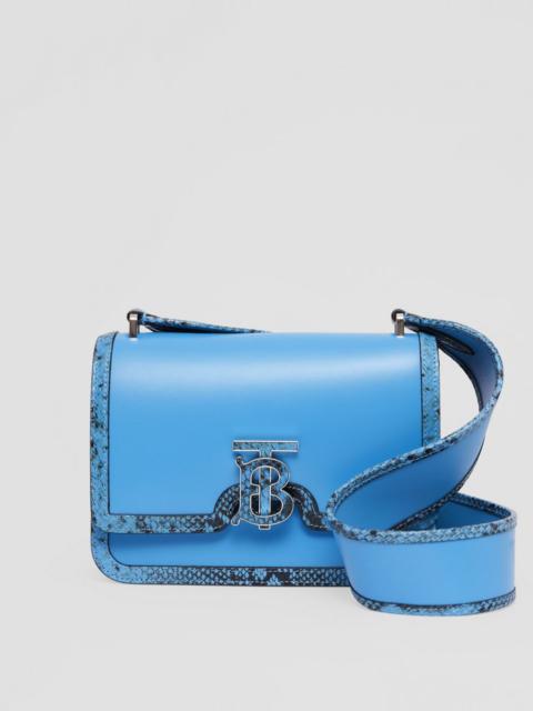 Burberry Small Leather and Python Print TB Bag