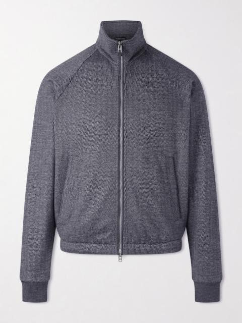 TOM FORD Herringbone Cotton, Wool and Silk-Blend Jacket