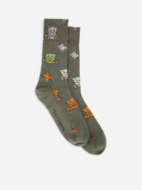 Dolce & Gabbana Stretch cotton teddy bear jacquard socks