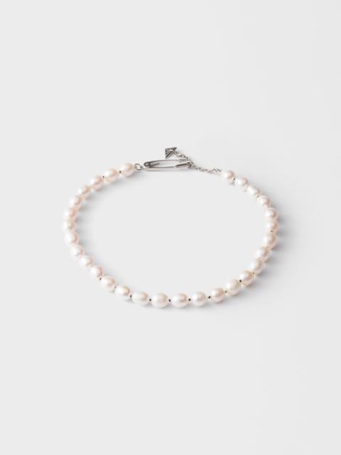 Prada Metal and pearl necklace