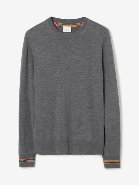 Burberry Icon Stripe Trim Wool Sweater