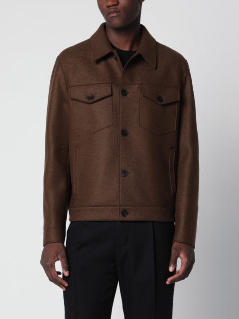 Harris Wharf London Brown wool overshirt jacket