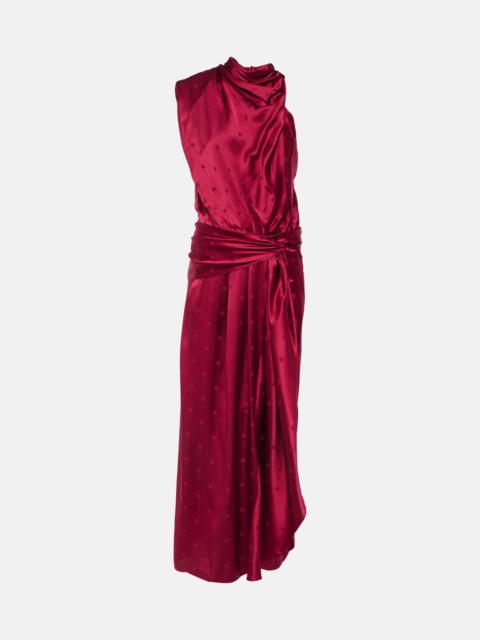Asymmetric silk jacquard midi dress