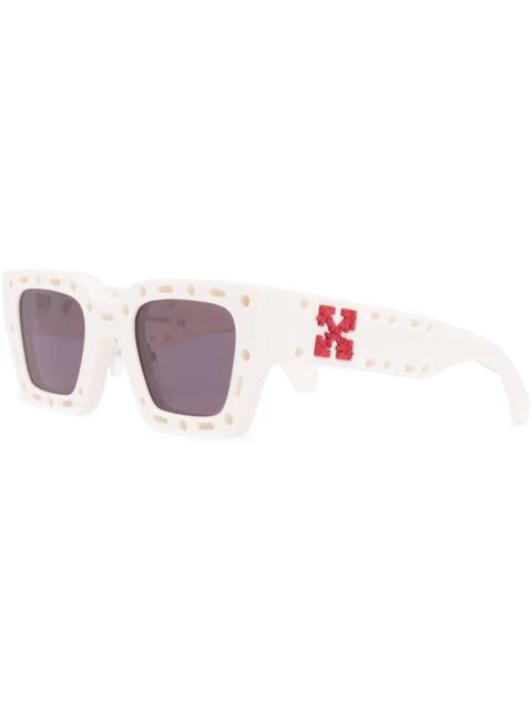 Off-White OFF-WHITE Mercer Cut-Out Square Frame Sunglasses White/Red (OERI026S22PLA0010107)