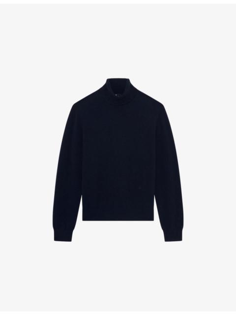 The Kooples Turtleneck Brand-Embroidered Cashmere-Blend Jumper